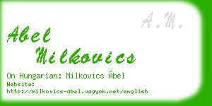 abel milkovics business card