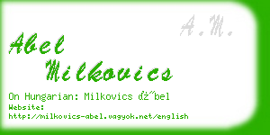 abel milkovics business card